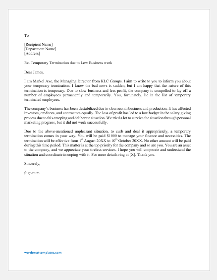 Sample Layoff Letter To Employees from www.wordexceltemplates.com