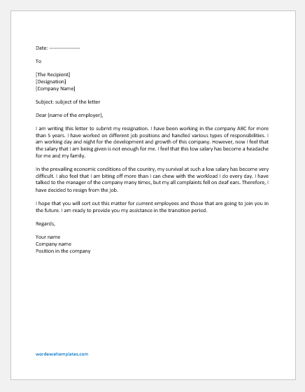 Resignation Letter Unhappy With Management from www.wordexceltemplates.com