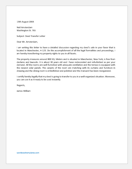 Deed Transfer Letter Template