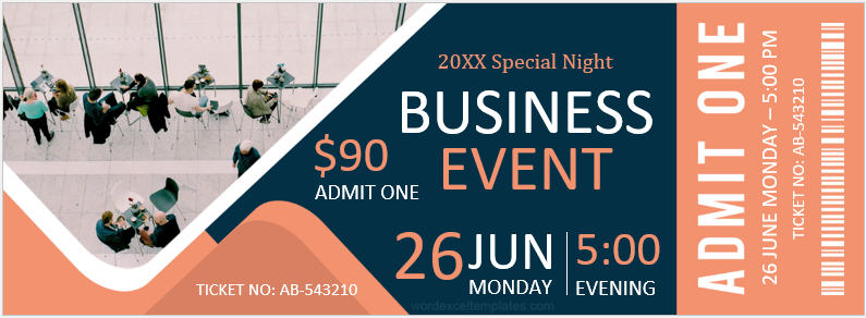 Business event ticket template