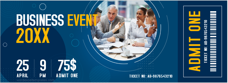 Business event ticket template