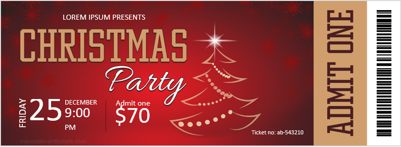 Christmas Party Ticket Template Free Download