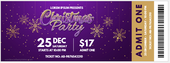 Christmas party ticket template