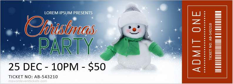 Christmas Party Ticket Template