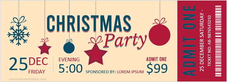 Christmas Party Ticket Template