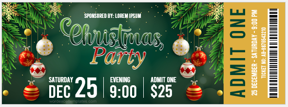 Christmas party ticket template