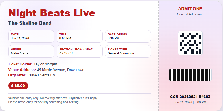 Concert Ticket Generator
