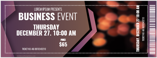 Business event ticket template