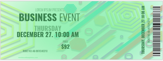 Business event ticket template