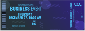 Business event ticket template