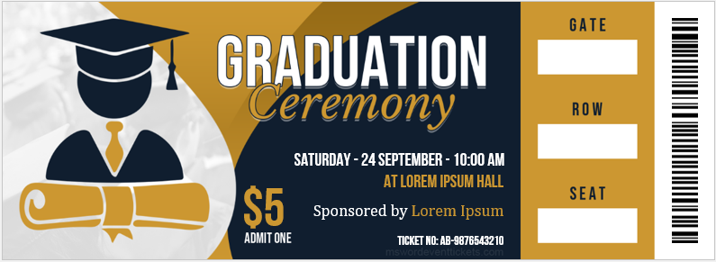 Graduation Ceremony Party Ticket Template
