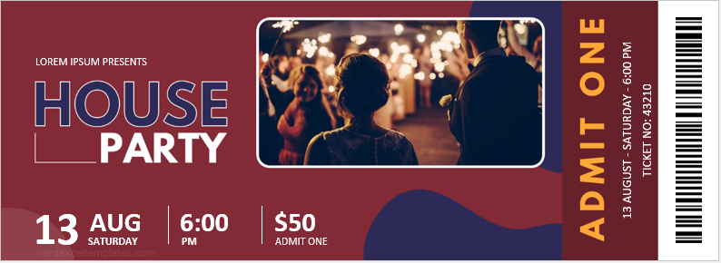 In-house party ticket template