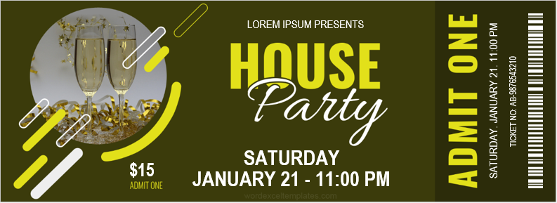 In-house party ticket template