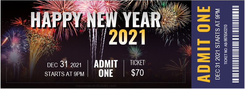 New Year Event Party Ticket Template