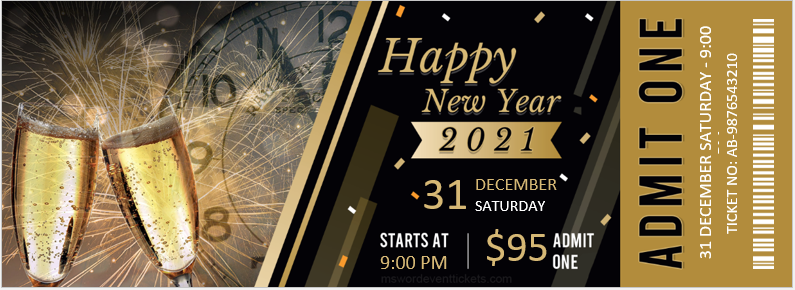 New Year Event Party Ticket Template