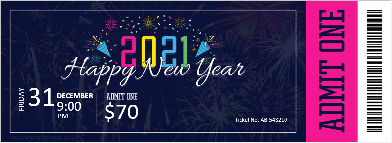 New Year Event Party Ticket Template