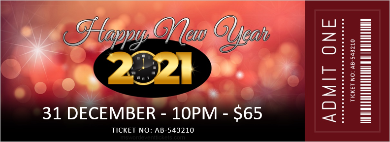 New Year Event Party Ticket Template