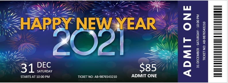 New Year Event Party Ticket Template