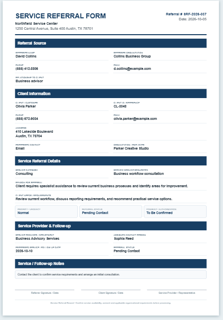 Service Referral Form