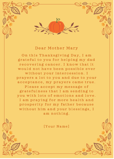 Thanksgiving Letter to Mother Mary