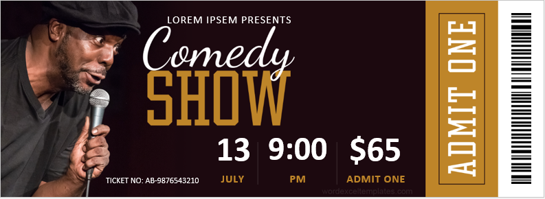 Comedy show ticket template