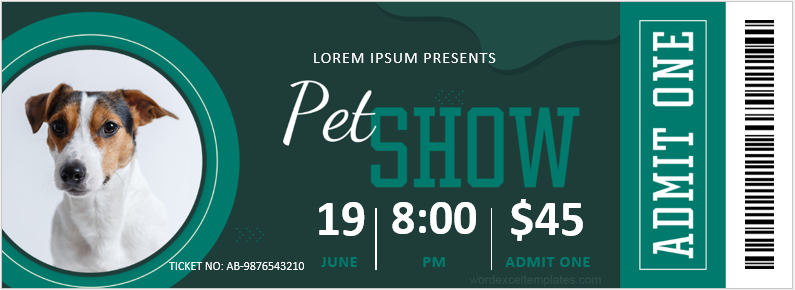 Pet Show Ticket Template