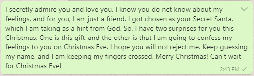 Secret Santa message to friend