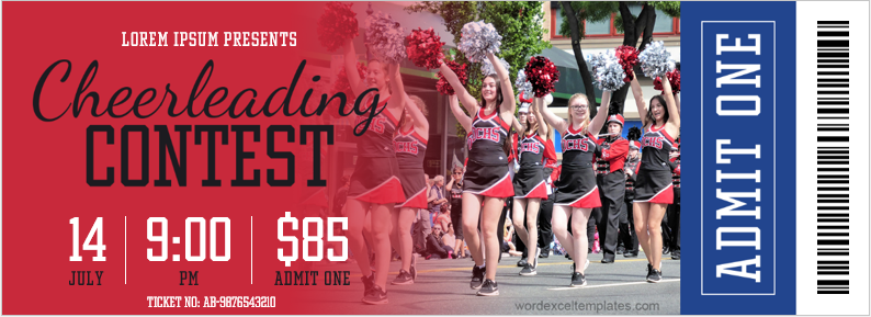 Cheerleading Contest Ticket Template