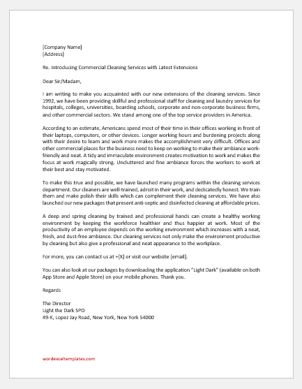 Commercial Cleaning Business Introduction Letter