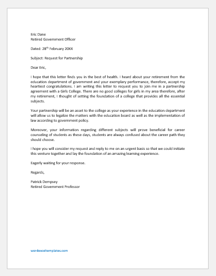 Partnership request Letter for an educational institute