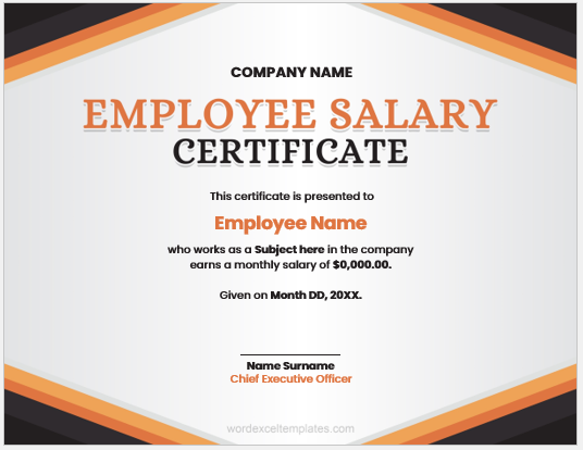 Employee salary certificate