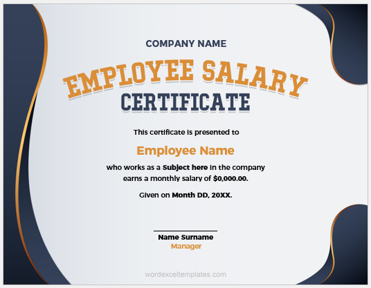 Employee salary certificate