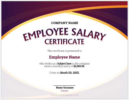 Employee salary certificate