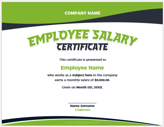 Employee salary certificate