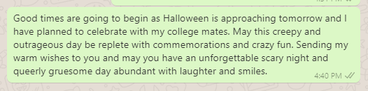 Halloween celebration message