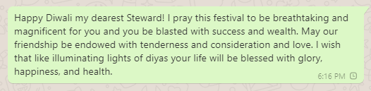 Happy Diwali message