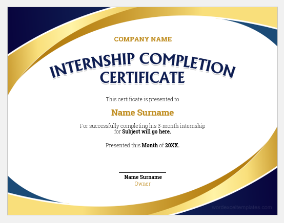 Internship completion certificate