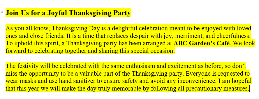 Thanksgiving party invitation message