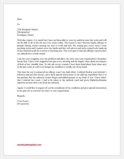 Explanation Letter for not Wearing Uniform | Download Letter