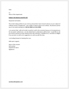 email to professor about absence