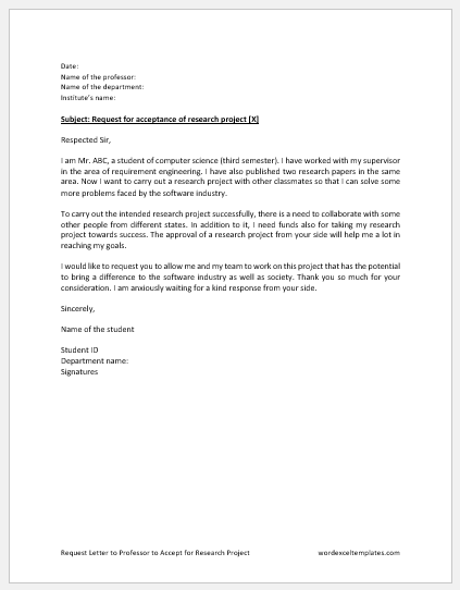 request letter for research example