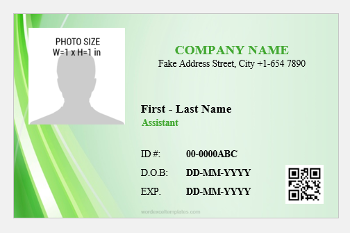 Employee photo ID badge template