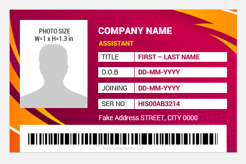 Employee photo ID badge template