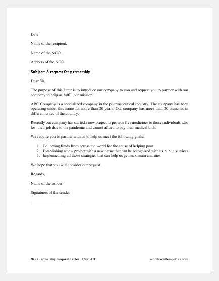 NGO Partnership Request Letter TEMPLATE