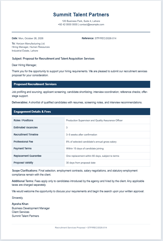 Proposal Letter for Recruitment Services