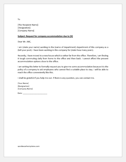 Accommodation Request Letter to HR