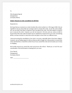 Letter for Cancellation of Order | Word & Excel Templates