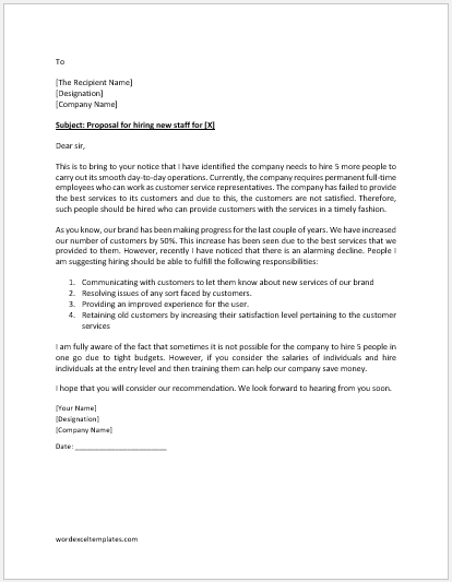 Proposal Letter for Hiring Staff