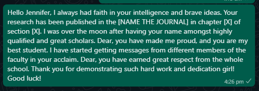 Appreciation message for hard work and dedication