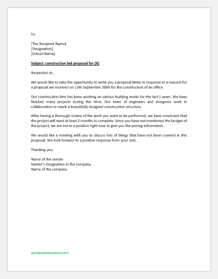 Construction Bid Proposal Letter Template Download Samples Construction Bid Proposal Letter Template Download Samples